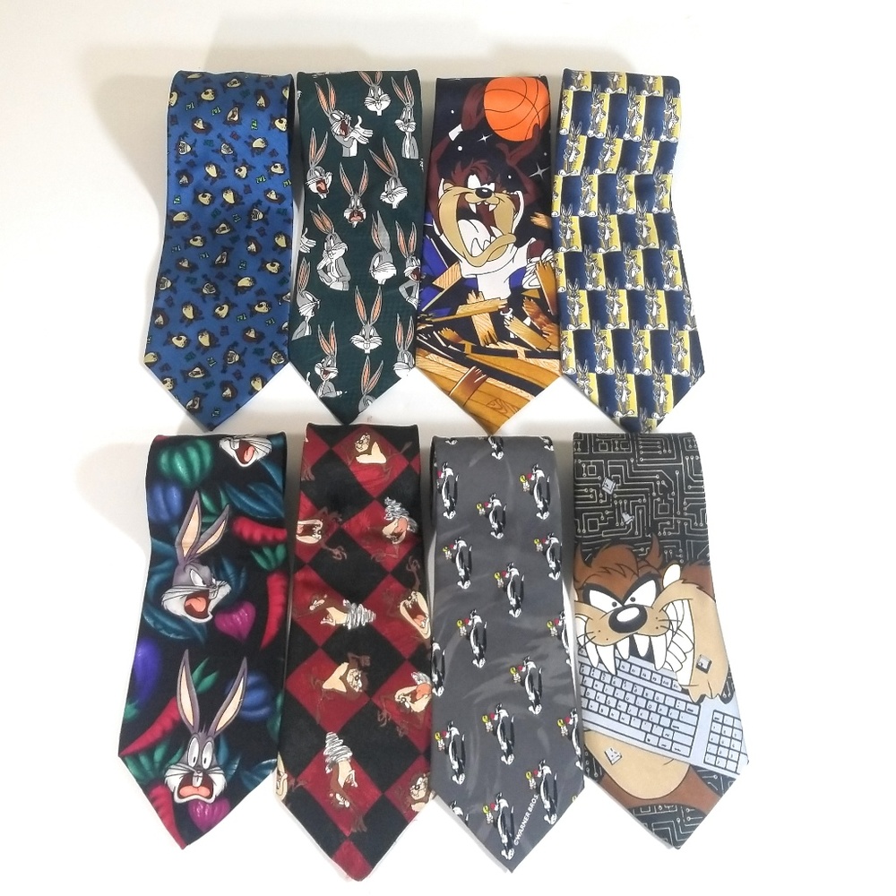 Lot 8 Looney Tunes Tie Fun Novelty Cartoon Necktie